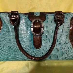 ✨ Chic M.C. Turquoise Croc-Embossed Satchel – Luxe Boutique Style ✨